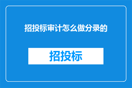 招投标审计怎么做分录的(如何正确进行招投标审计的分录处理？)