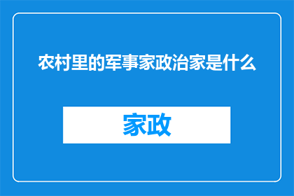 农村里的军事家政治家是什么(在农村，军事家与政治家的神秘面纱下隐藏着什么？)