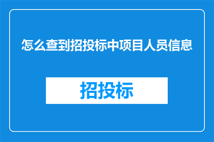 怎么查到招投标中项目人员信息(如何查询招投标项目中涉及的人员信息？)