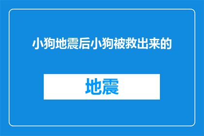 小狗地震后小狗被救出来的(小狗在地震中奇迹般获救，这背后的故事令人动容)