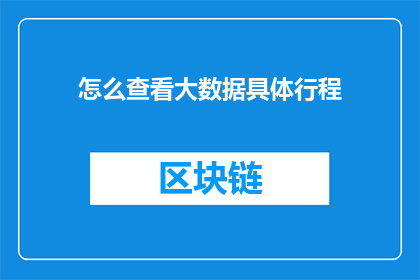 怎么查看大数据具体行程(如何查询大数据行程记录？)