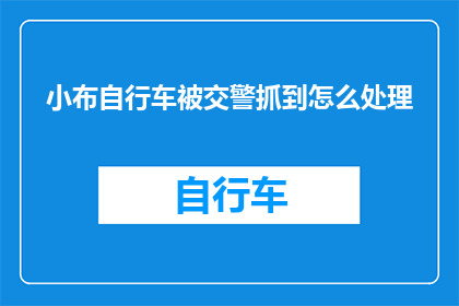 小布自行车被交警抓到怎么处理(小布自行车被交警查获，车主应如何应对？)