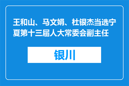 王和山、马文娟、杜银杰当选宁夏第十三届人大常委会副主任