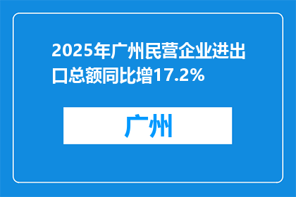 2025年广州民营企业进出口总额同比增17.2%
