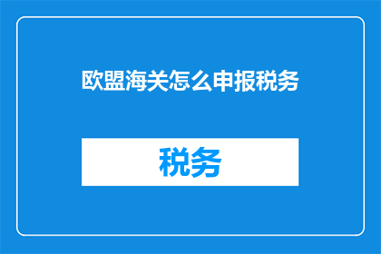 欧盟海关怎么申报税务(如何向欧盟海关申报税务？)