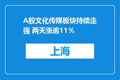 A股文化传媒板块持续走强 两天涨逾11％