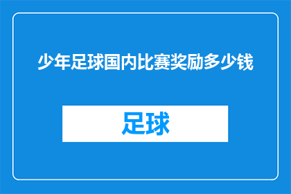 少年足球国内比赛奖励多少钱(少年足球国内比赛的奖金究竟有多丰厚？)