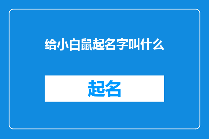 给小白鼠起名字叫什么(给小白鼠起名字：探索与趣味并存的命名艺术)