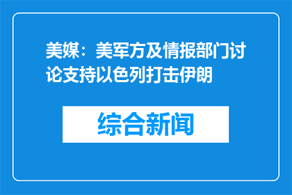 美媒：美军方及情报部门讨论支持以色列打击伊朗
