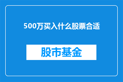 500万买入什么股票合适(500万资金如何投资？适合买入哪种股票？)