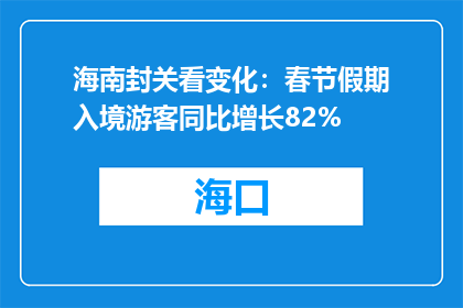 海南封关看变化：春节假期入境游客同比增长82%