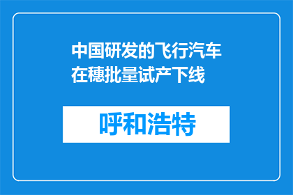 中国研发的飞行汽车在穗批量试产下线