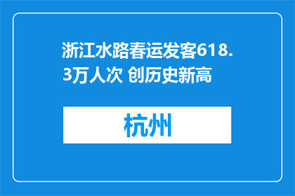 浙江水路春运发客618.3万人次 创历史新高