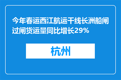 今年春运西江航运干线长洲船闸过闸货运量同比增长29%